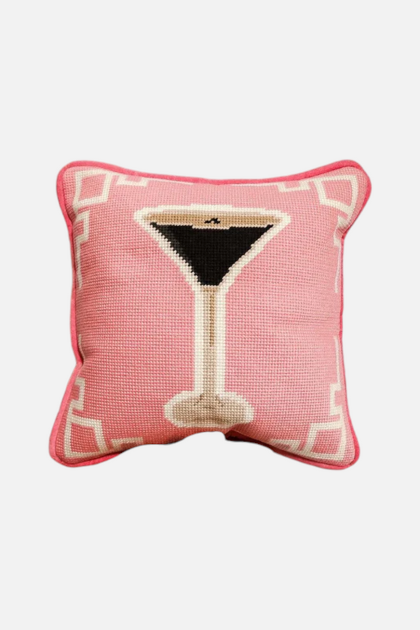 Southern Decorative Espresso Martini Needlepoint Pillow