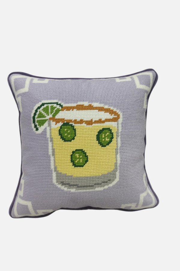 Southern Decorative Spicy Margarita Needlepoint Pillow