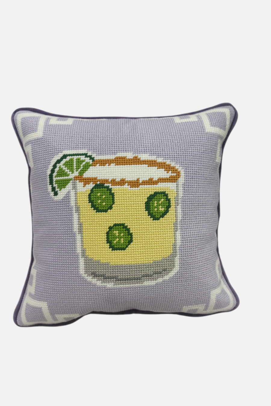 Southern Decorative Spicy Margarita Needlepoint Pillow – front view