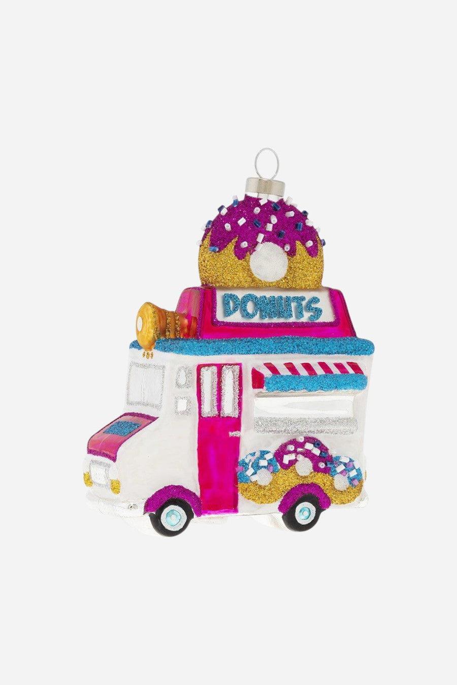 Sparkly Donut Truck Ornament – front view