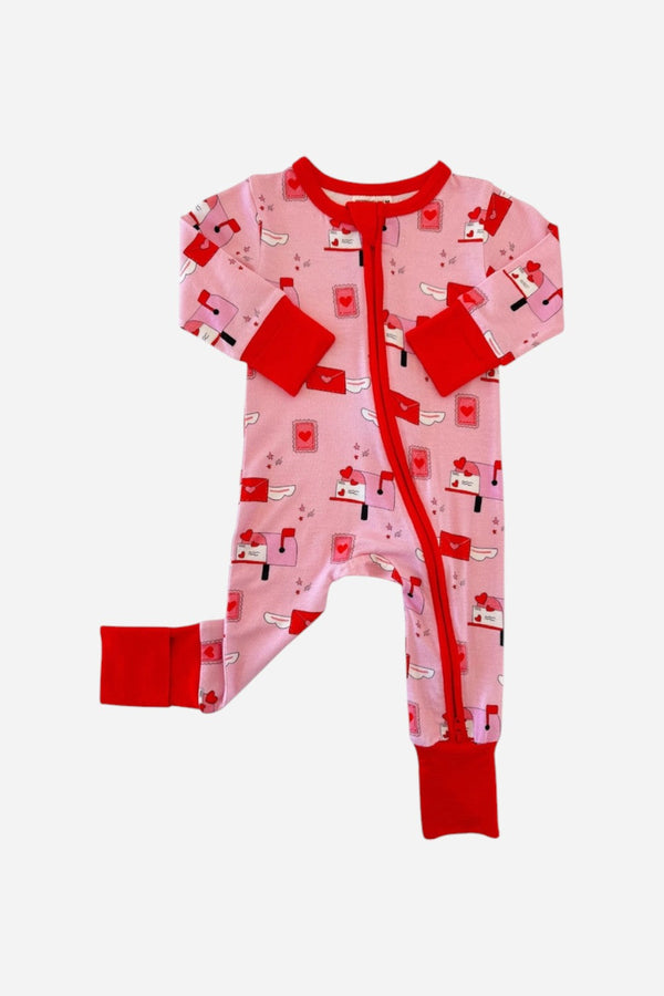 Spearmint Love Convertible Zip Romper in Love Letters