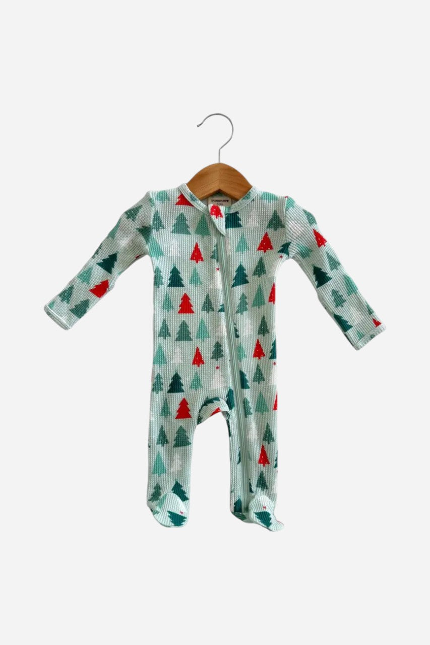 Spearmint Love Festive Firs Zip Footie – front view