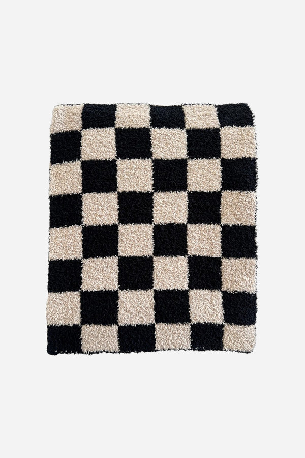 Spearmint Love Phufy® Bliss Checkerboard Blanket, Black/Cocoa
