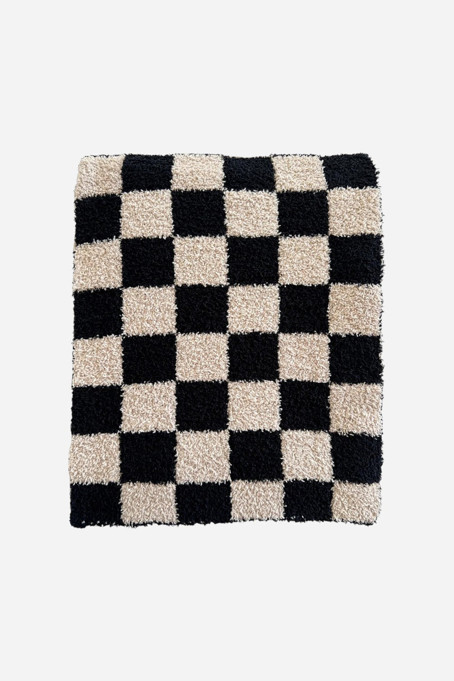 Spearmint Love Phufy® Bliss Checkerboard Blanket, Black/Cocoa – front view