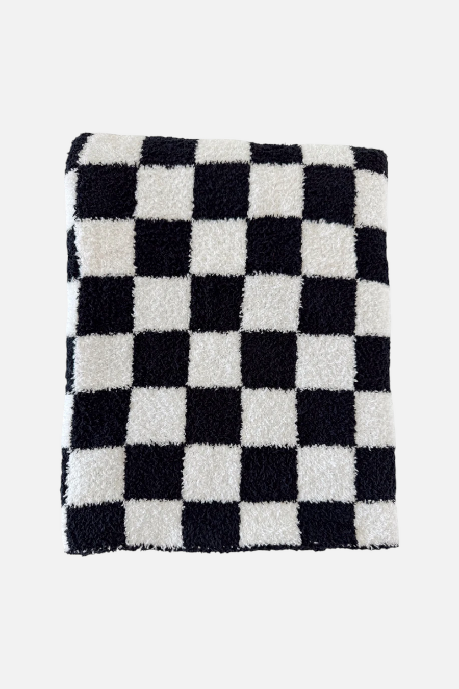 Spearmint Love Phufy Bliss Checkerboard Blanket in Black & White – front view