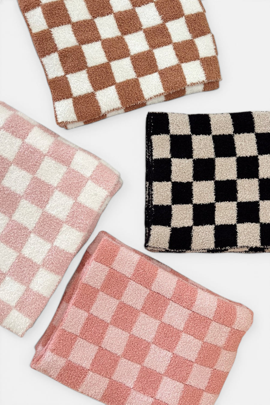 Spearmint LOVE Phufy® Bliss Checkerboard Blanket, Nutmeg – back view