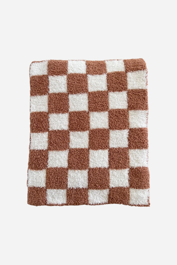 Spearmint LOVE Phufy® Bliss Checkerboard Blanket, Nutmeg