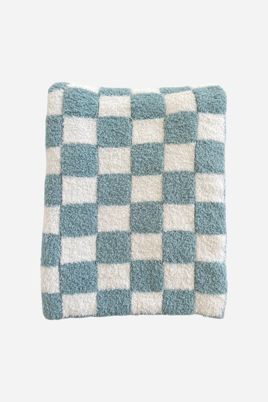 Spearmint LOVE Phufy® Bliss Checkerboard Blanket in Powder – front view