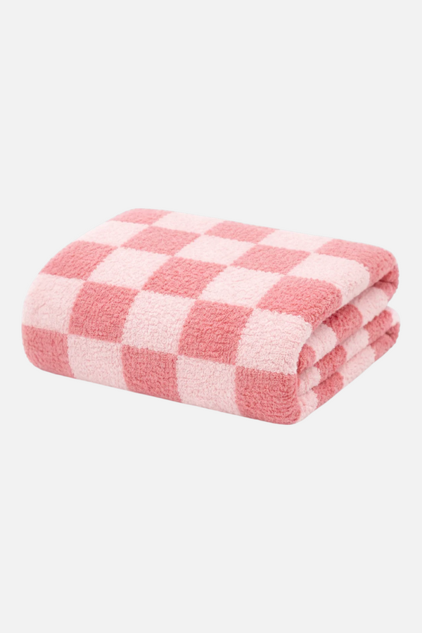 Spearmint Love Phufy Bliss Checkerboard Blanket in Strawberry Carnation