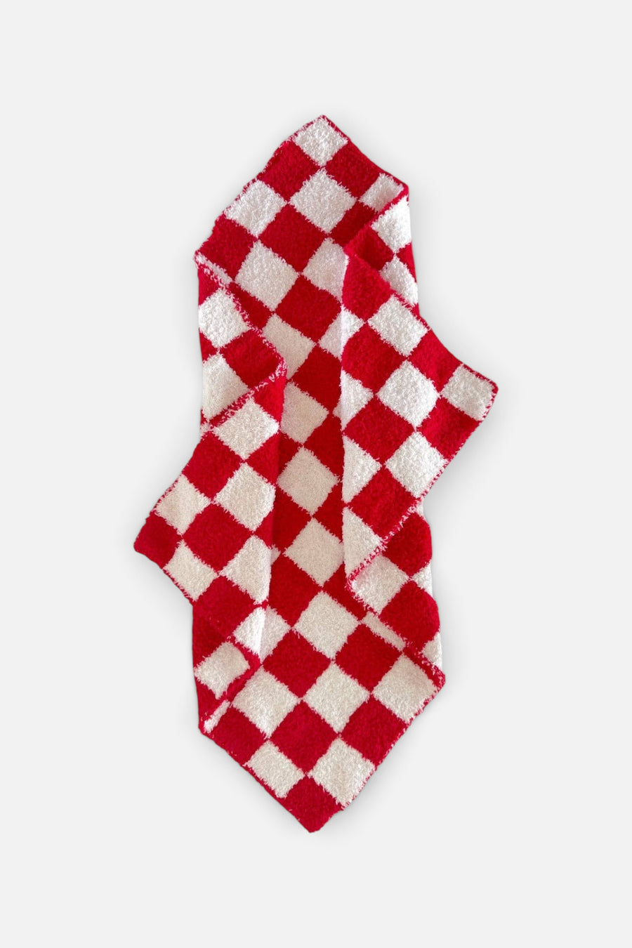 Spearmint Love Phufy Bliss Checkerboard Mini Blanket in Red – front view