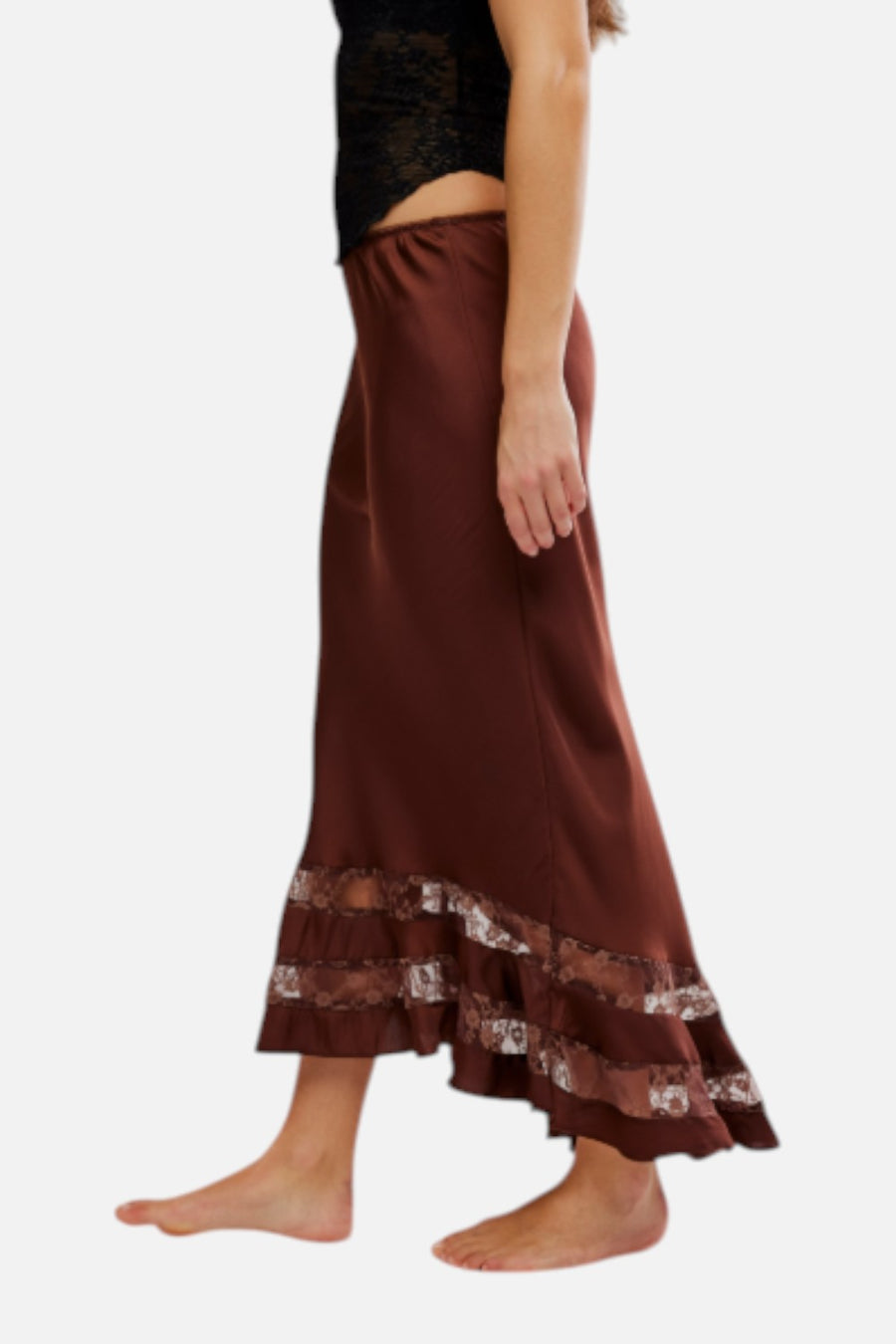 Free People Long Lost Lover Maxi Slip Skirt in Spice