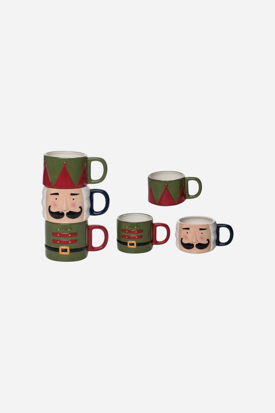 Stacked Nutcracker Mugs, Set of 3 – front view