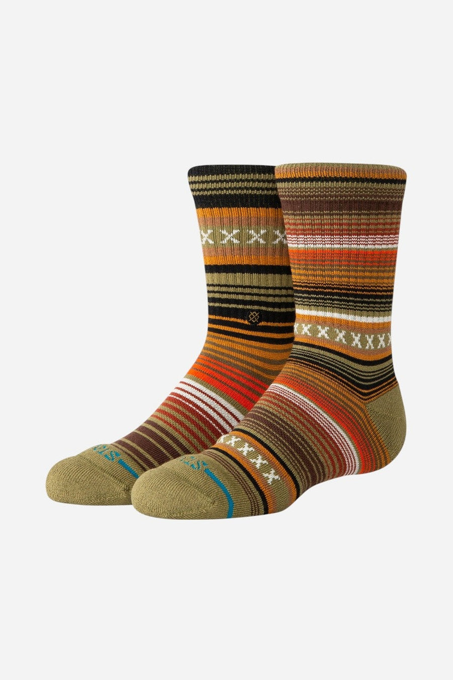 Stance Cotton Crew Socks in Curren Green - Kids – side view