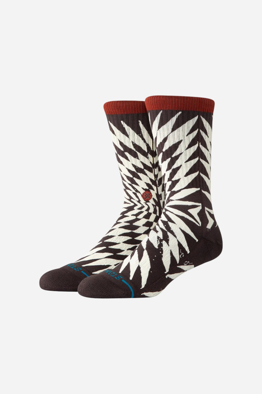 Stance Frackle Crew Socks in Dark Brown – front view