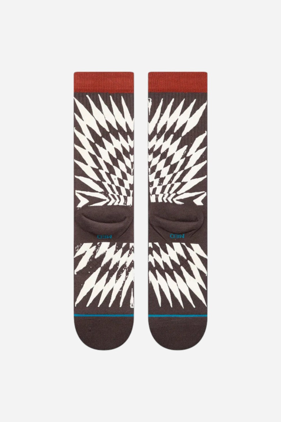 Stance Frackle Crew Socks in Dark Brown – side view