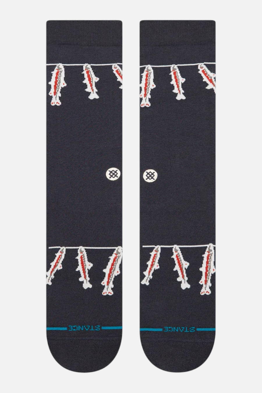 Stance Gone Fishin Crew Sock in Navy- Large – back view