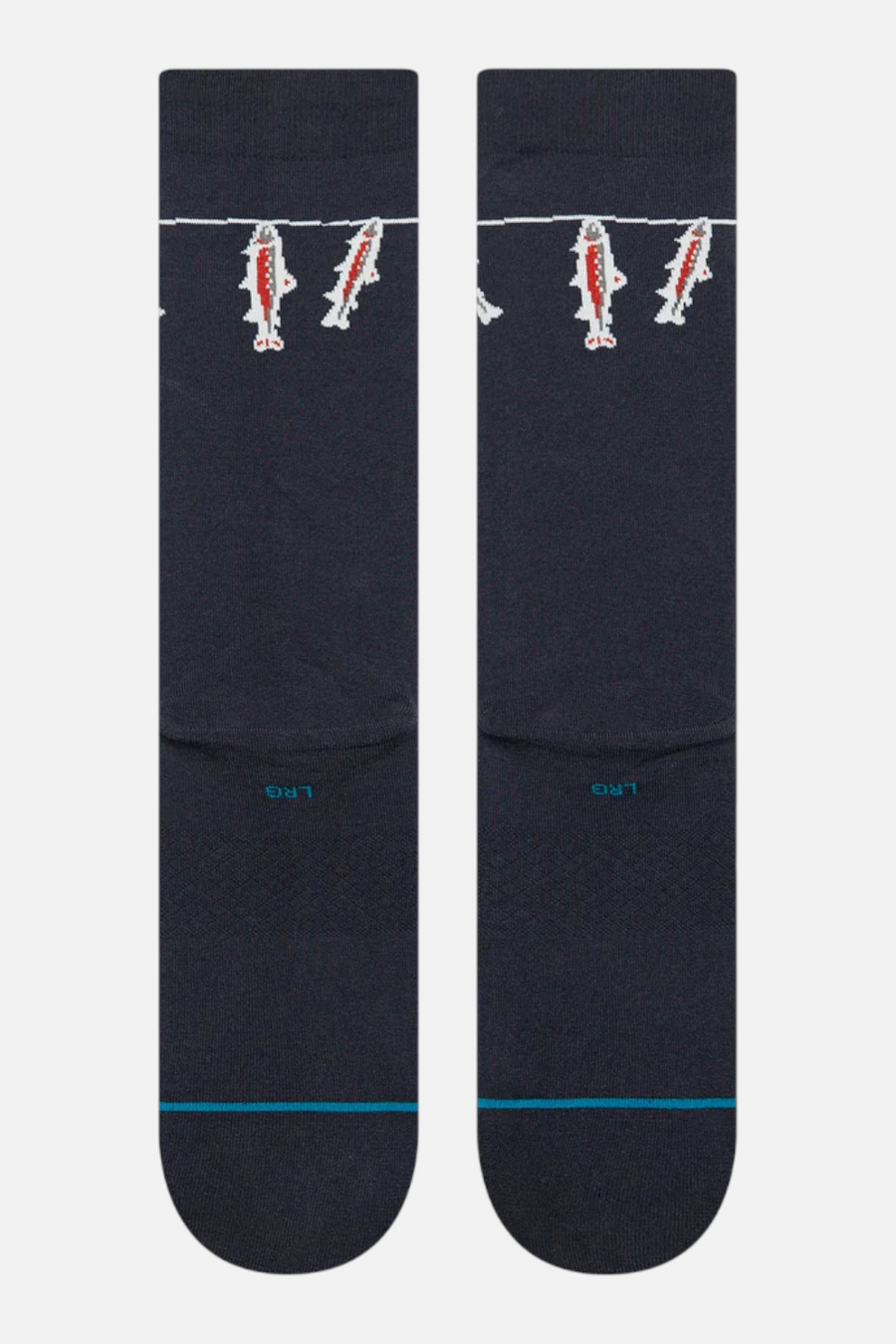 Stance Gone Fishin Crew Sock in Navy- Large – side view