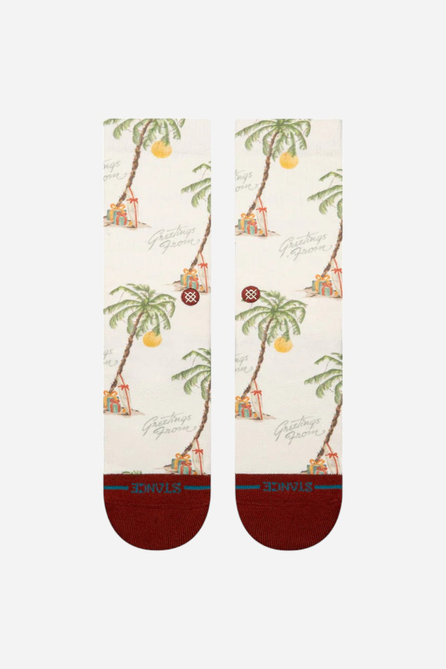 Stance Greetings From Crew Socks in Canvas – back view