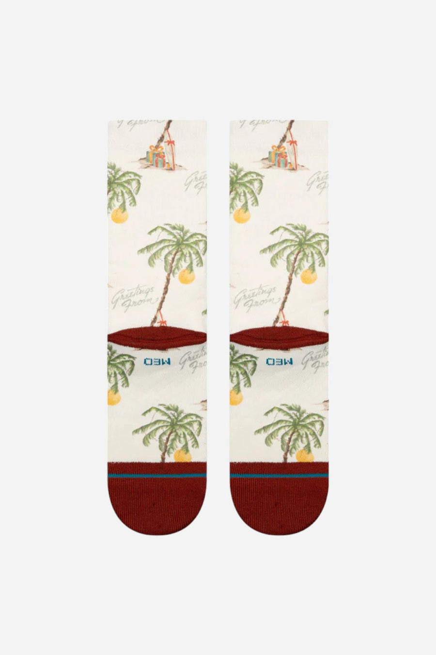 Stance Greetings From Crew Socks in Canvas – side view
