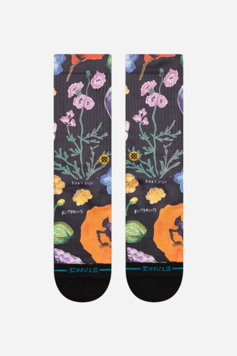 Stance Lucias Floral Crew Socks in Black – side view