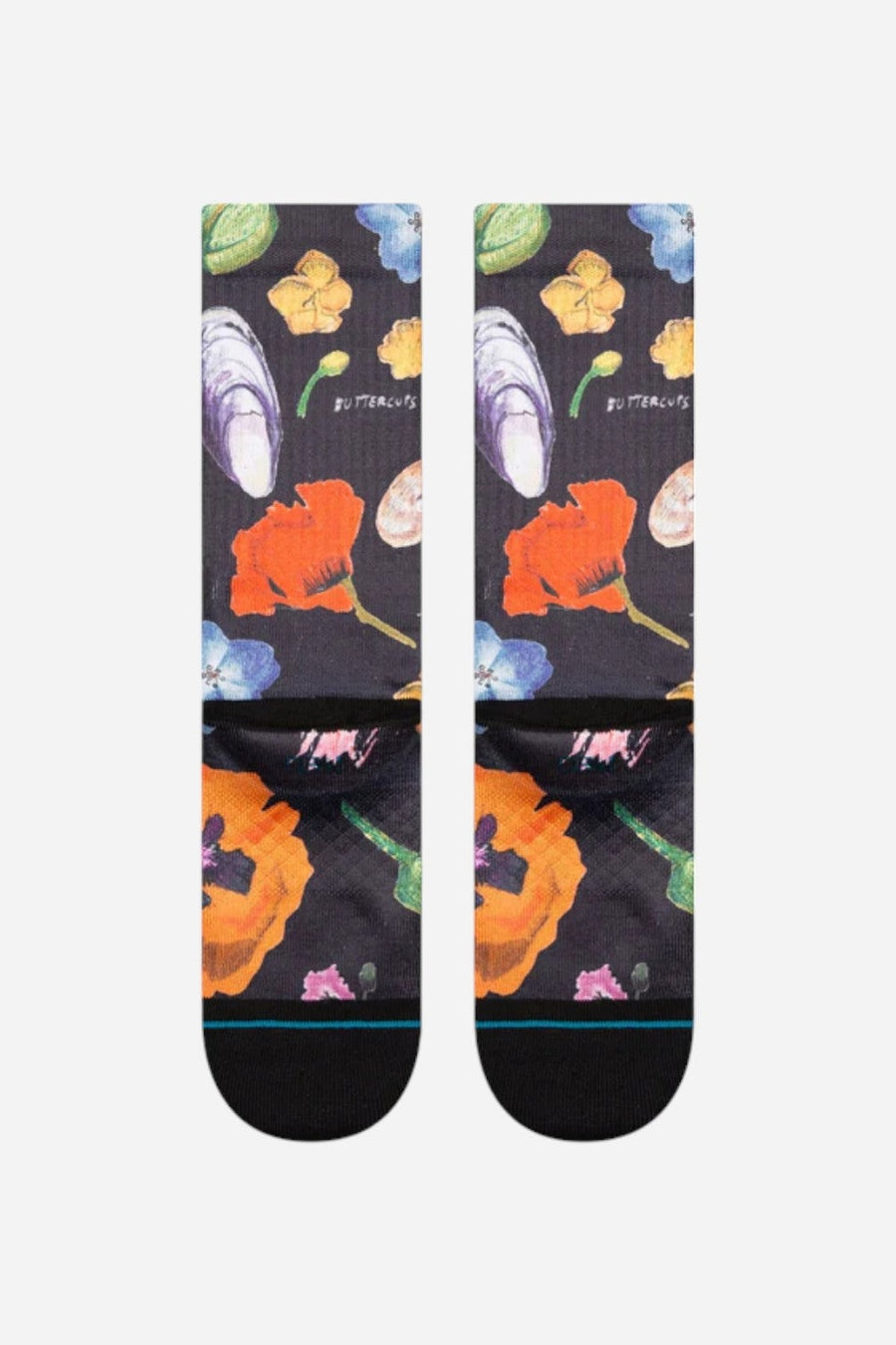 Stance Lucias Floral Crew Socks in Black – side view