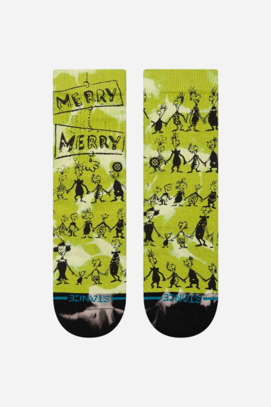 Stance The Grinch Crew Socks in Down in Whovile Green - Kids – back view