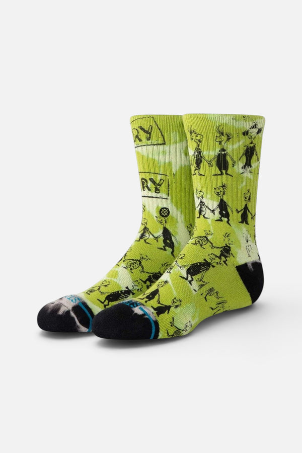 Stance The Grinch Crew Socks in Down in Whovile Green - Kids