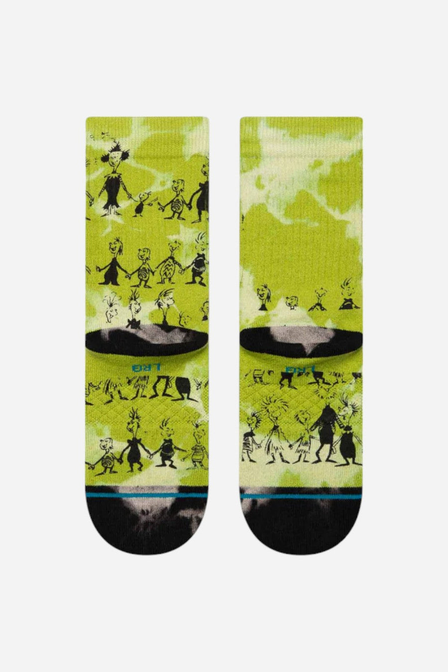 Stance The Grinch Crew Socks in Down in Whovile Green - Kids – side view