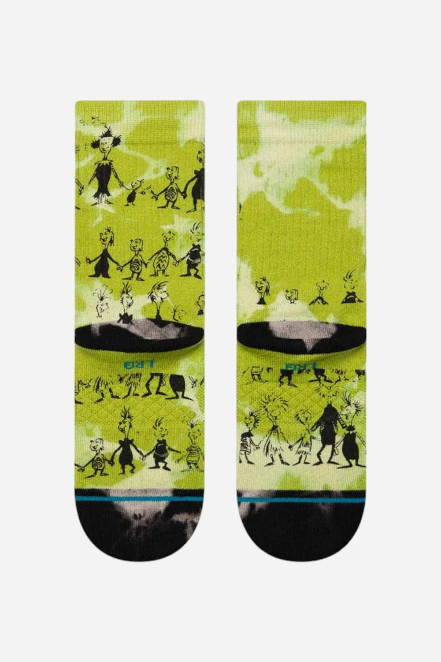 Stance The Grinch Crew Socks in Down in Whovile Green - Kids – back view