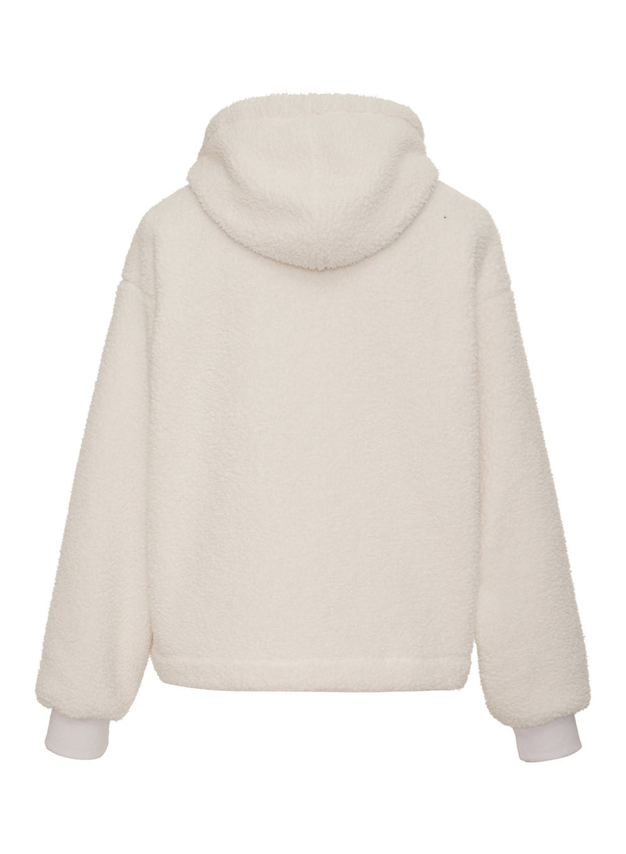 Stateside Double Face Sherpa Hooded Zip Jacket in Cream – alternate