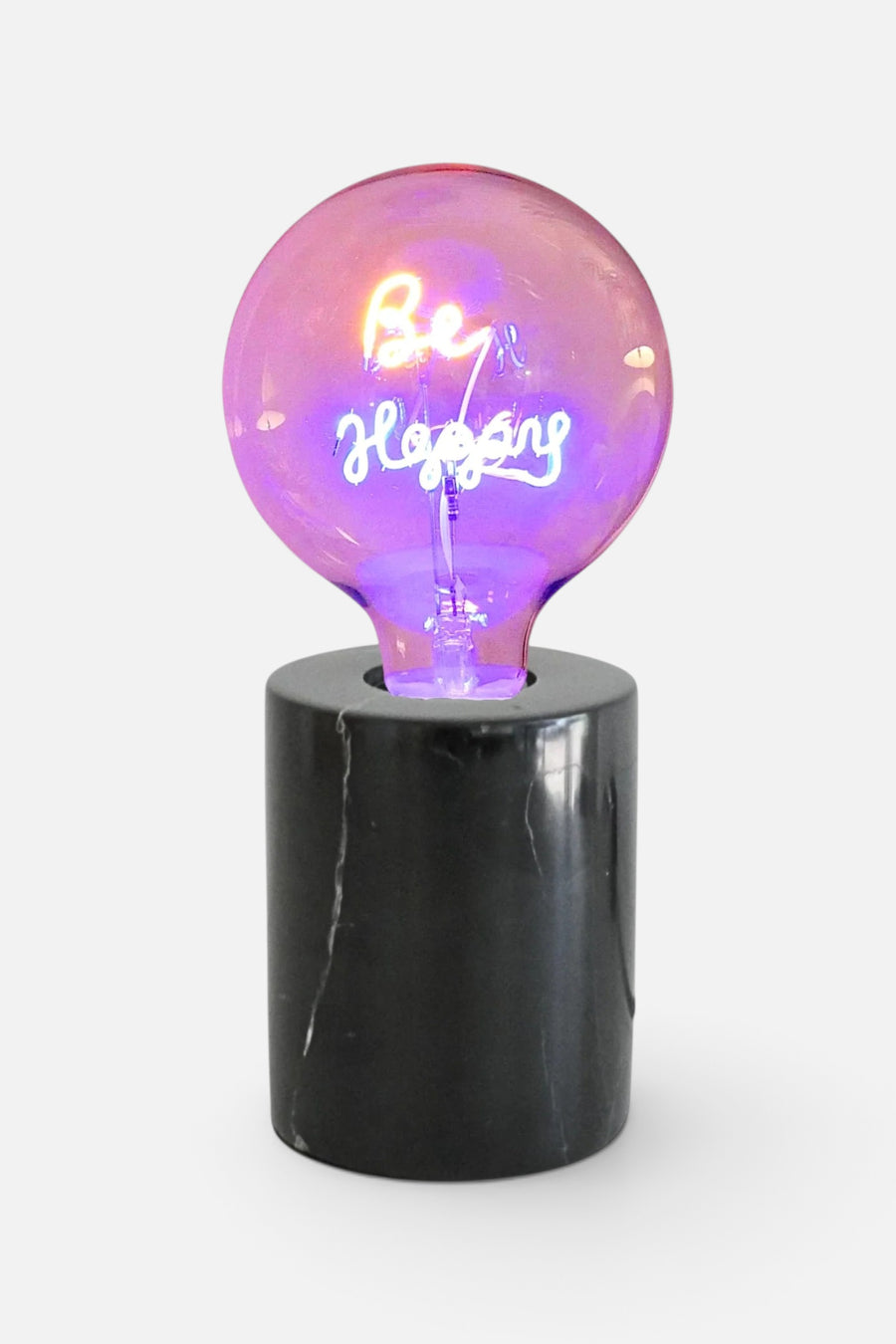 Steepletone UK Ltd Be Happy Text Bulb & Table Lamp in Black – front view