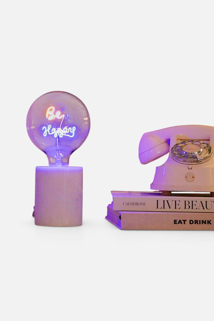 Steepletone UK Ltd Be Happy Text Bulb & Table Lamp in Black – side view