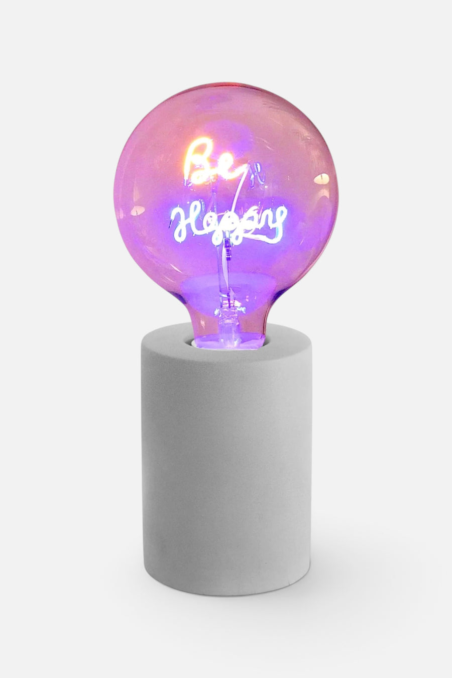 Steepletone UK Ltd Be Happy Text Bulb & Table Lamp in Grey – front view