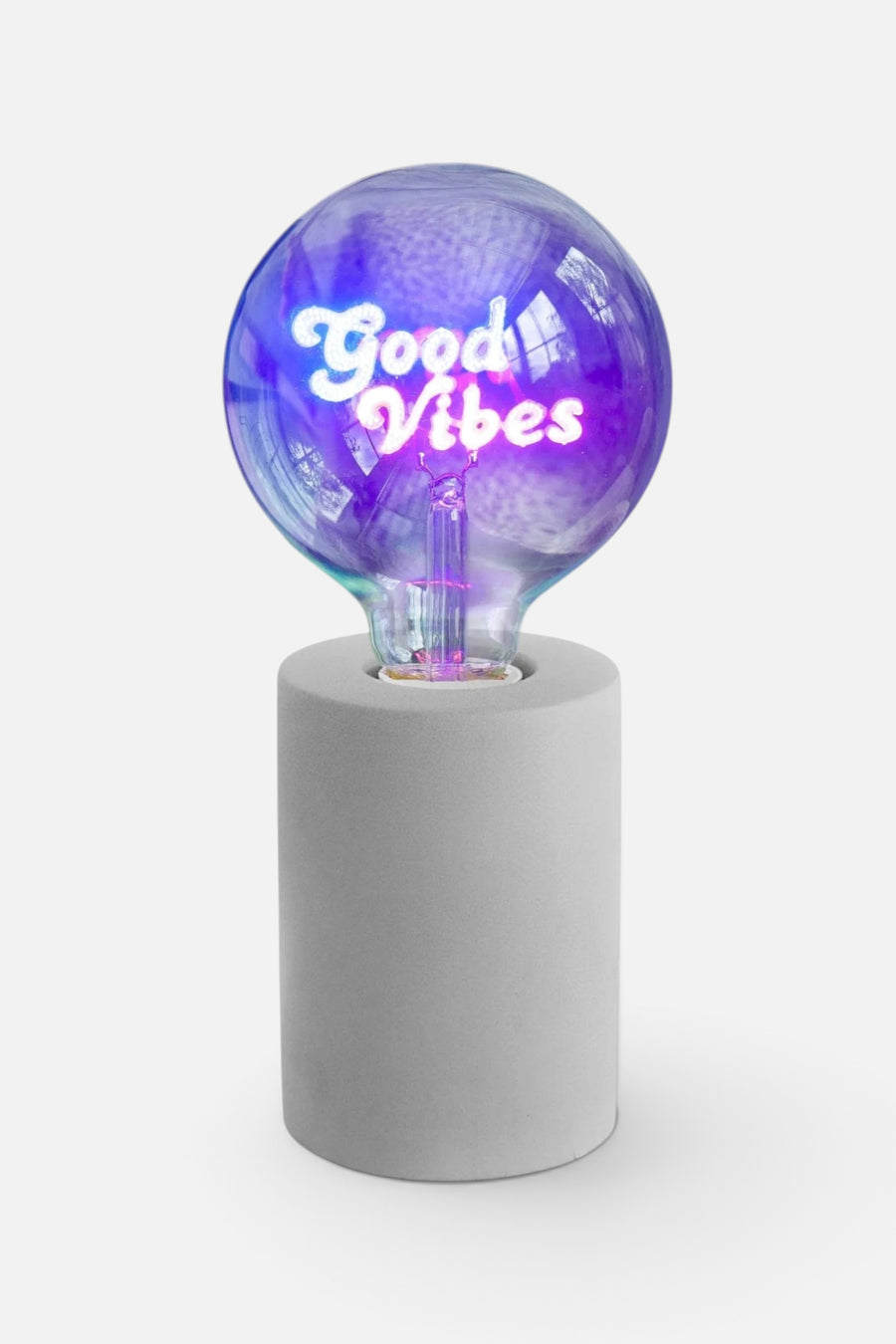 Steepletone UK Ltd Good Vibes Text Bulb & Table Lamp in Grey – front view