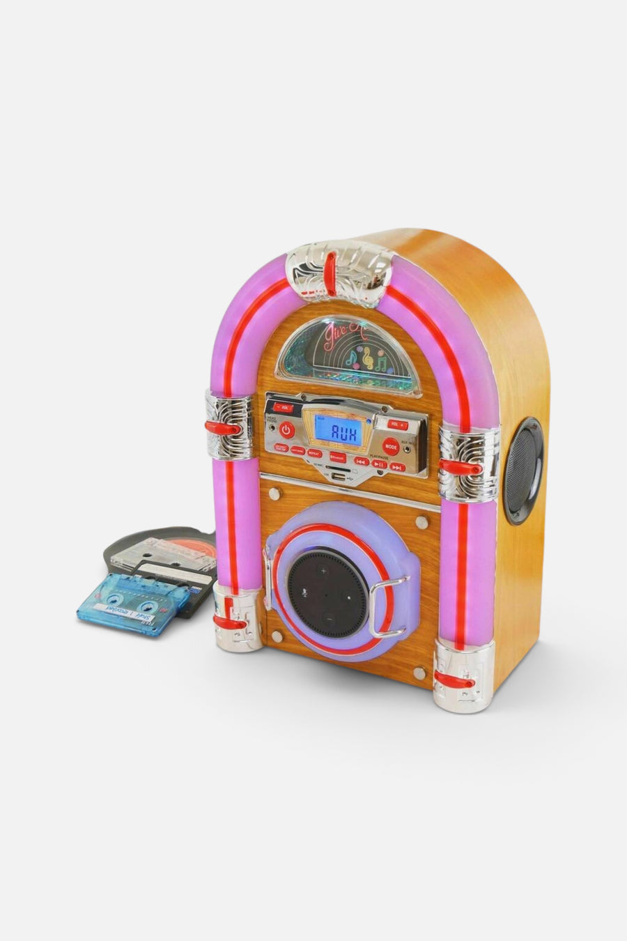 Steepletone UK LTD Jive Rock Retro Mini Jukebox in Light Oak – side view