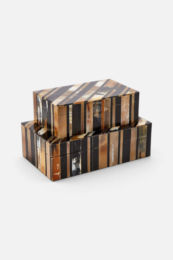 Stefano Genuine Horn Set of 2 Covered Boxes