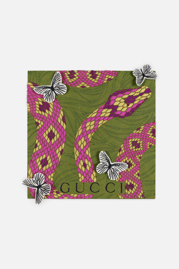 Stephen Wilson Studio Serpent Wall Art, Gucci Green and Pink 12x12