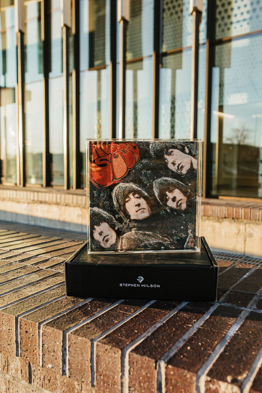 Stephen Wilson Studio The Beatles Rubber Soul Embroidered Wall Art 12" x 12" – back view