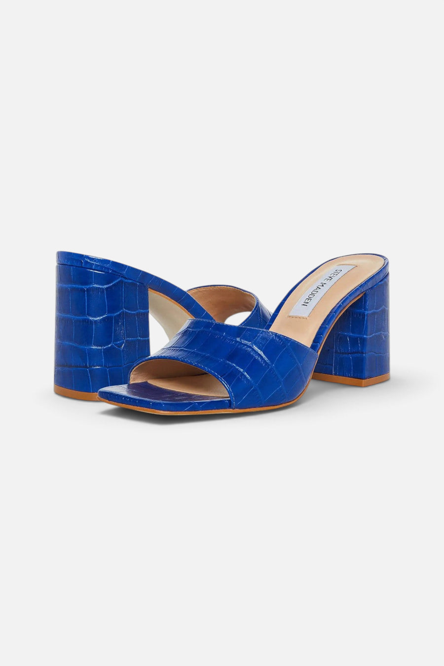 Steve Madden Alaya Heels in Blue Croco – detail