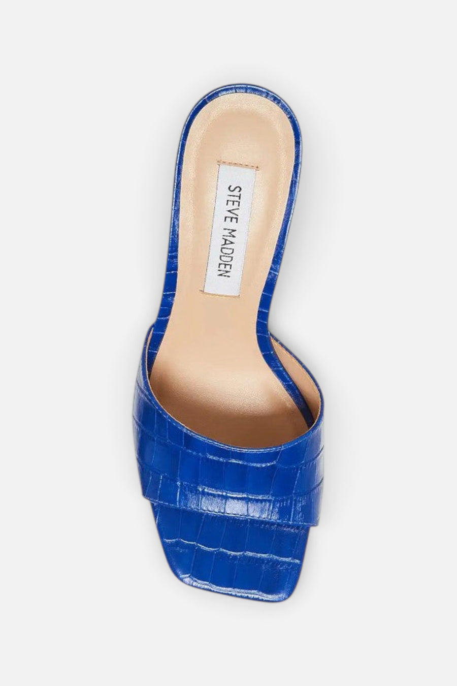 Steve Madden Alaya Heels in Blue Croco – flat lay