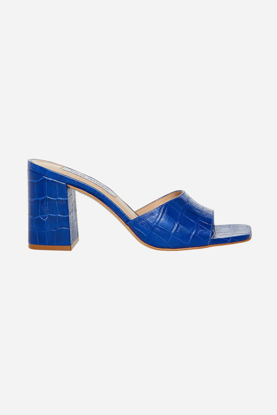 Steve Madden Alaya Heels in Blue Croco – front view