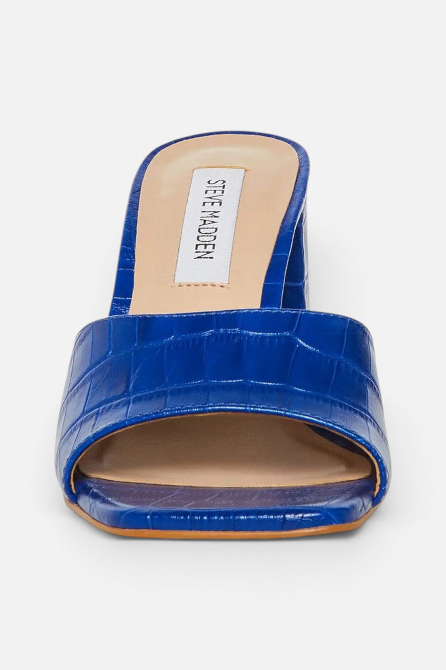 Steve Madden Alaya Heels in Blue Croco – side view