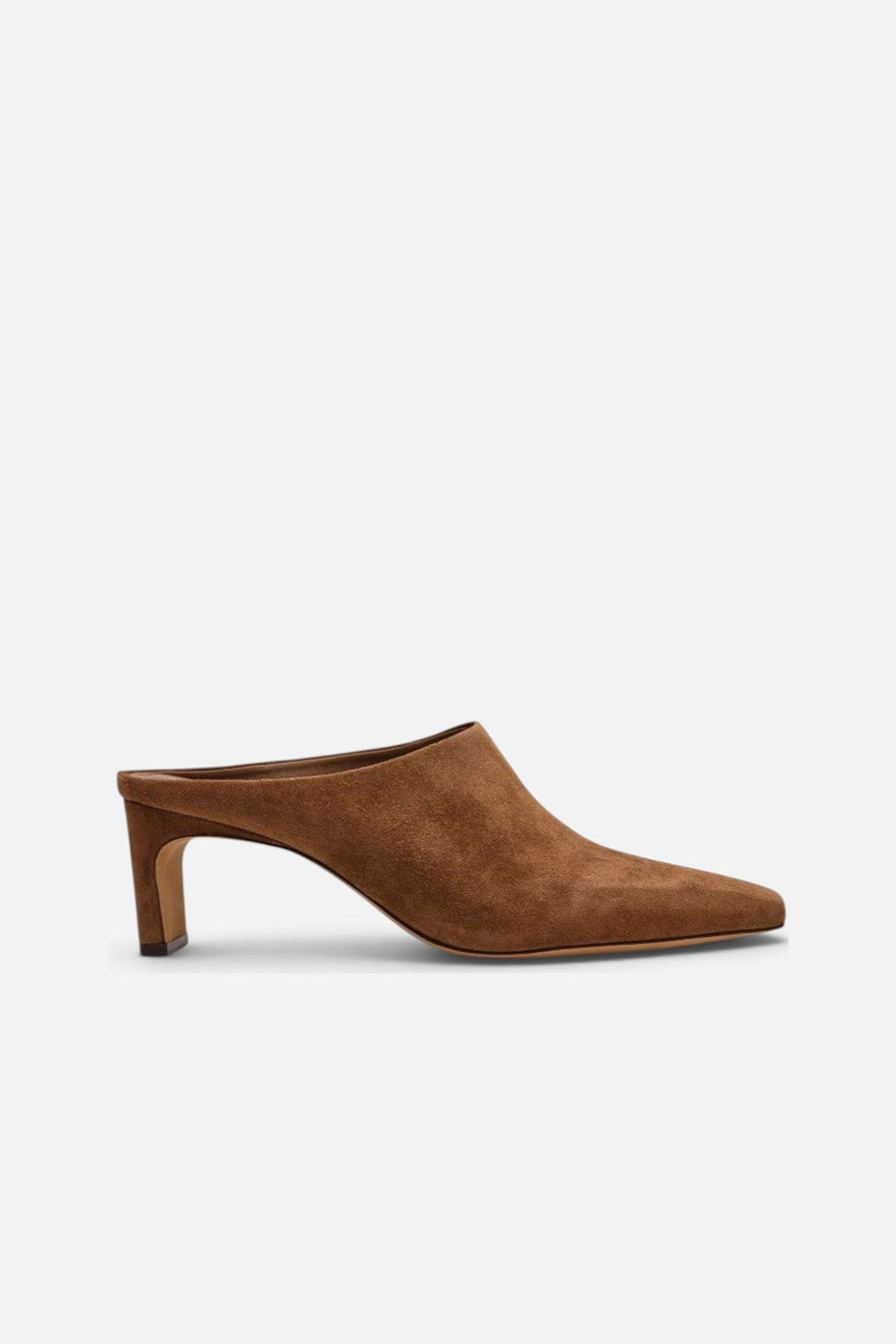 Steve Madden Jamason Heeled Mule in Light Brown Suede – side view