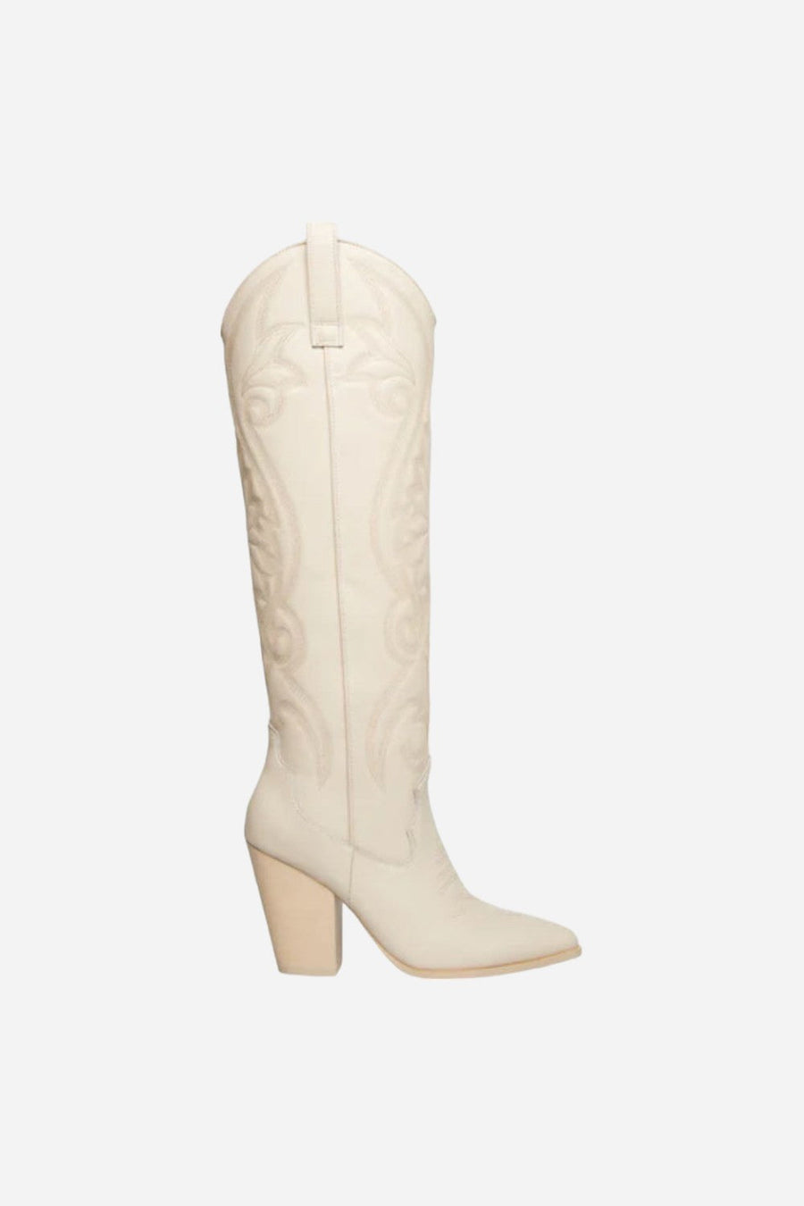 Steve Madden Lasso Boots In Bone Leather – front view