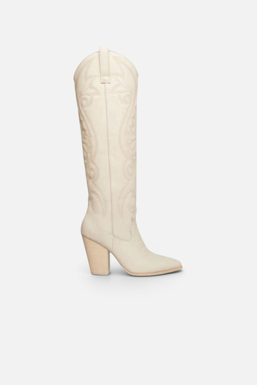 Steve Madden Lasso Boots In Bone Leather – side view