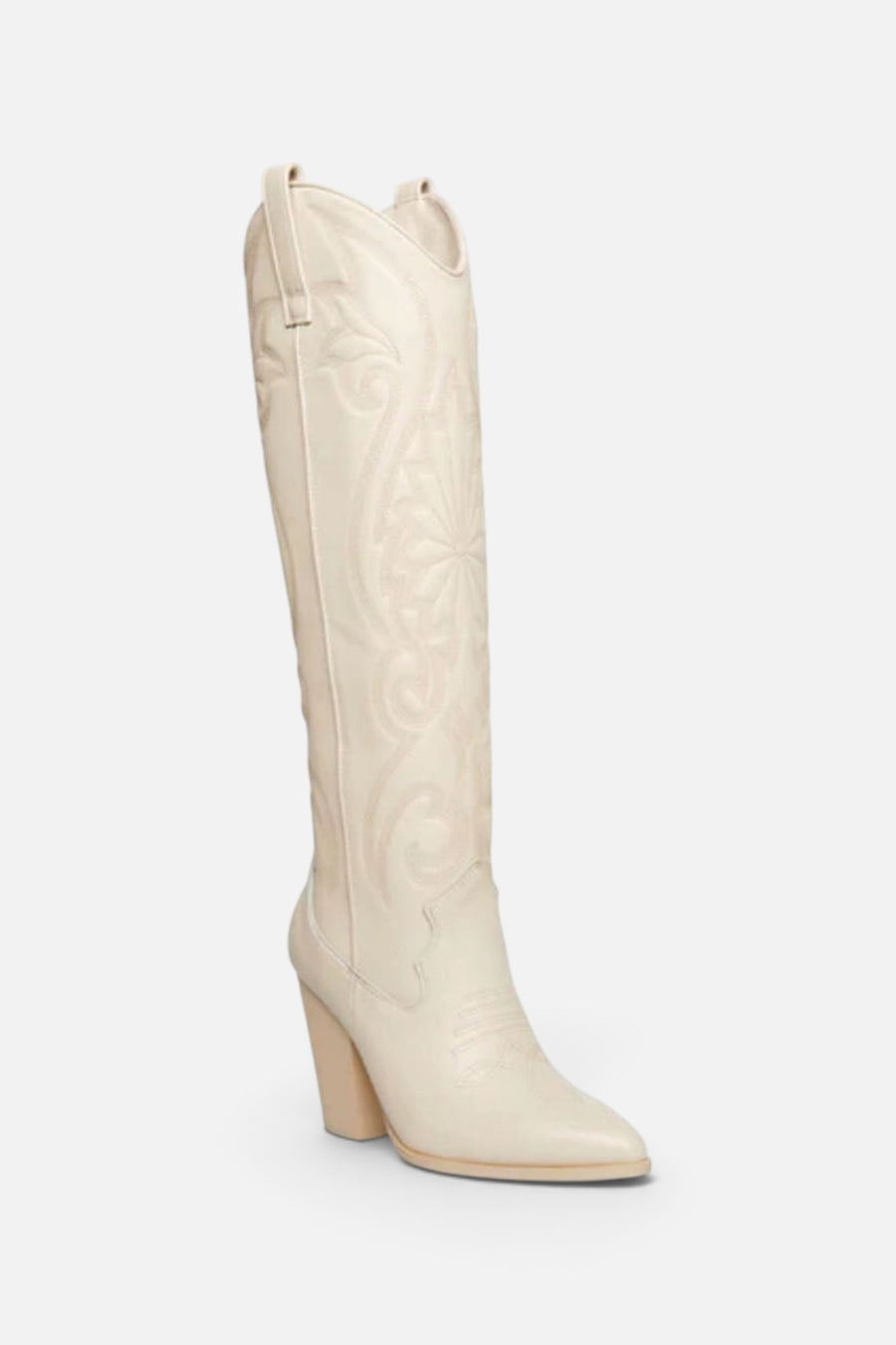 Steve Madden Lasso Boots In Bone Leather – side view