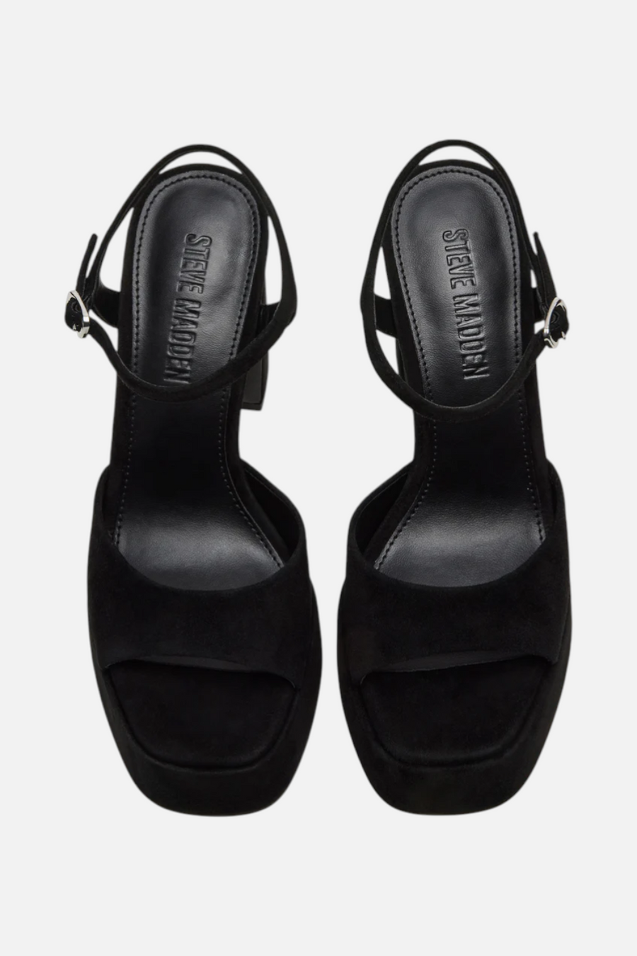 Steve Madden Liandra Platform Heel in Black Suede – flat lay