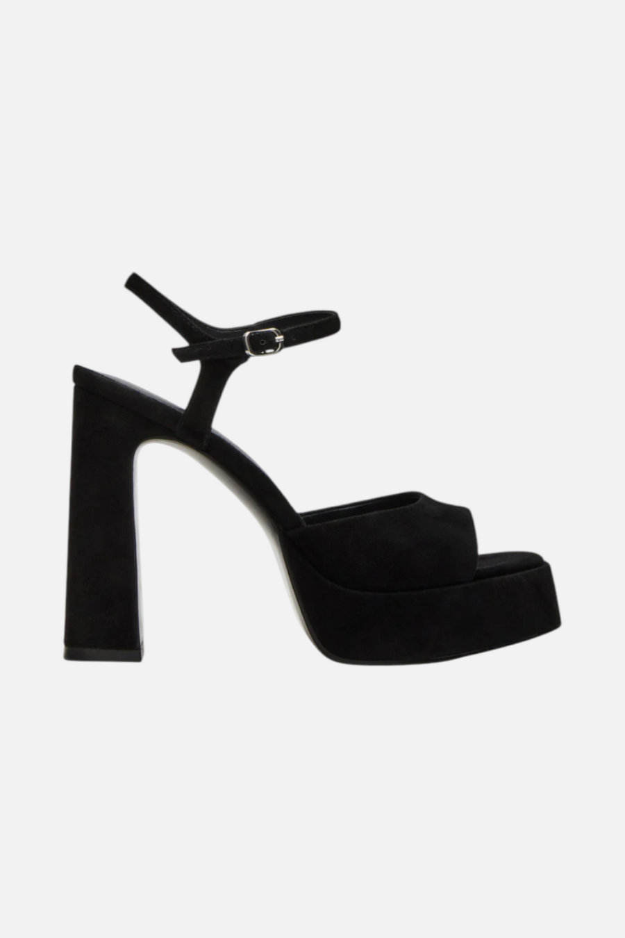 Steve Madden Liandra Platform Heel in Black Suede – front view