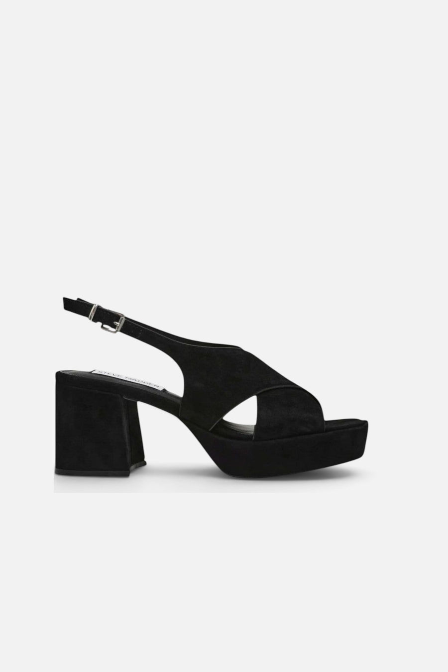 Steve Madden Marino Black Suede Heel – side view