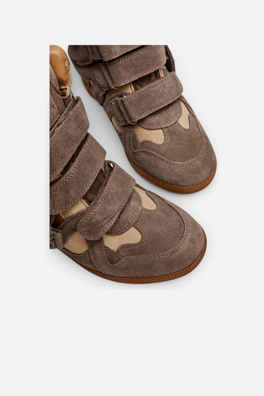 Steve Madden Mavis High-Top Wedge Sneaker in Taupe Suede – side view